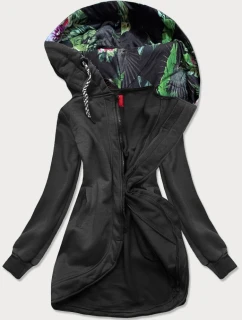 Dlhá dámska mikina na zips v grafitovej farbe (AMG815)