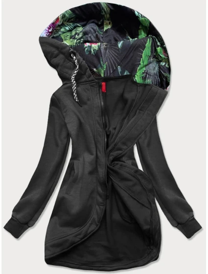 Dlhá dámska mikina na zips v grafitovej farbe (AMG815)