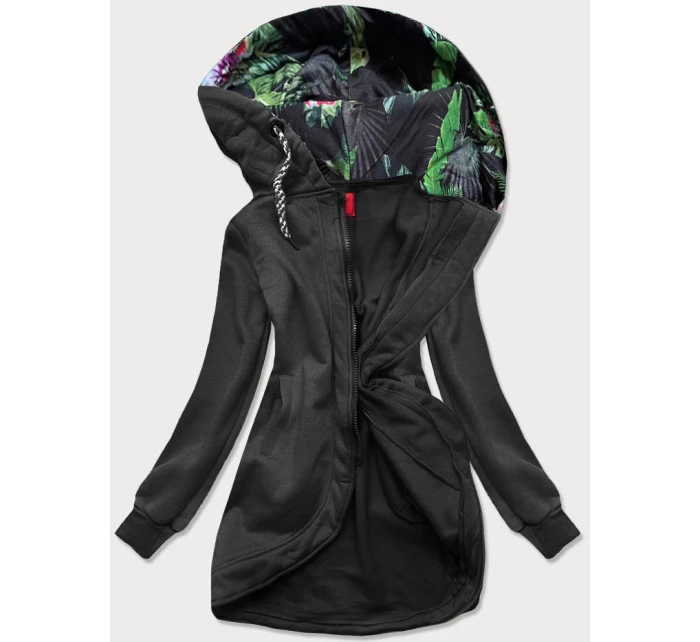 Dlhá dámska mikina na zips v grafitovej farbe (AMG815)