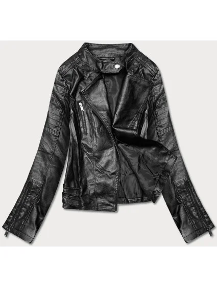 Čierna bunda ramoneska so stojačikom (HM23) Čierna bunda ramoneska so stojačikom (HM23)