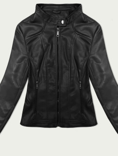 Krátka čierna dámska bunda so stojačikom J Style (11Z8127)