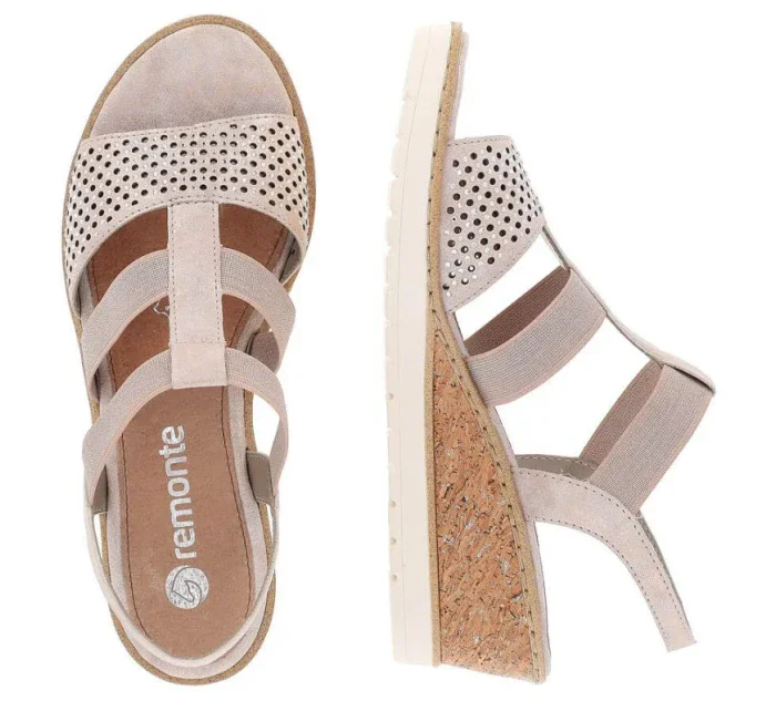 Pohodlné sandály na podpatku Remonte W model 19730112 rose gold - Rieker