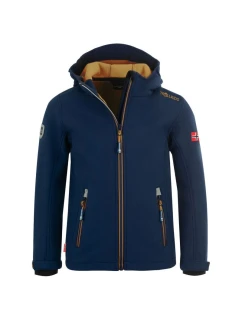 TrollKids Detská softshellová bunda Trollfjord Jacket mystic blue/golden yellow softshell navy (161-146)