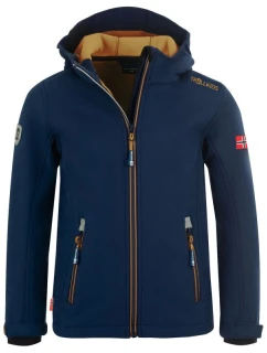 TrollKids Detská softshellová bunda Trollfjord Jacket mystic blue/golden yellow softshell navy (161-146)