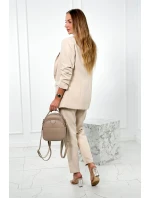 Elegantná súprava saka a nohavíc v tmavobéžovej farbe