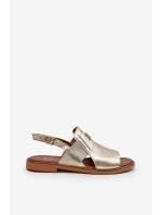 model 21650265 Dámské Kožené Sandály Zlaté - Zazoo
