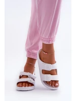 Damskie Piankowe Klapki Z Klamrami Białe Luciene