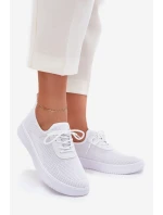 Materiałowe Wsuwane Buty Sportowe Na Platformie Damskie Białe Kalyra