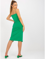 Základná zelená ceruzková sukňa s rozparkom