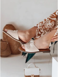 Dámské žabky s mašlí beige Dstreet model 21984613 - FashionStreet