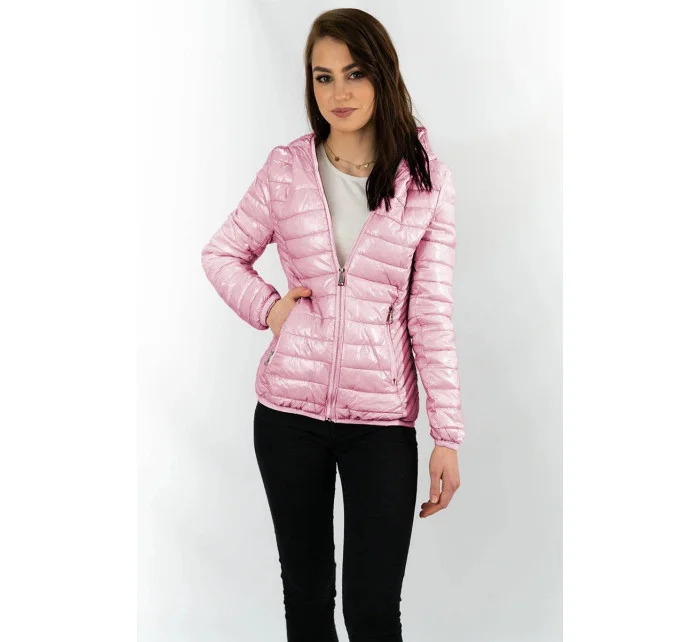 Ružová prešívaná dámska bunda s kapucňou (B9561) Ružová prešívaná dámska bunda s kapucňou (B9561)