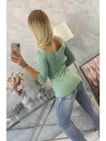 Blúzka s okrúhlym výstrihom tmavá mentolová Blúzka s okrúhlym výstrihom tmavá mentolová