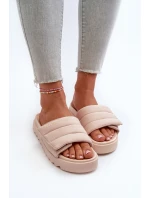 Dámské Žabky Na Platformě Big Star model 21660805 Beige - Big Star Shoes Dámské Žabky Na Platformě Big Star model 21660805 Beige - Big Star Shoes