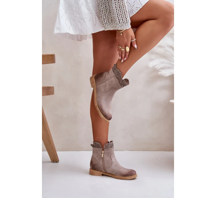 Niskie Botki Damskie Na Płaskim Obcasie Zamszowe Lewski 3624 Cappucino Niskie Botki Damskie Na Płaskim Obcasie Zamszowe Lewski 3624 Cappucino