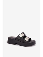 Dámské pantofle s pásky eko kůže černé model 21699326 - Boto Dámské pantofle s pásky eko kůže černé model 21699326 - Boto