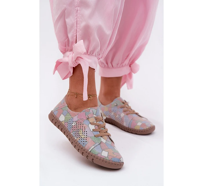 Vzorované vzorované dámské polobotky z přírodního semiše vícebarevné model 22123289 - Boto