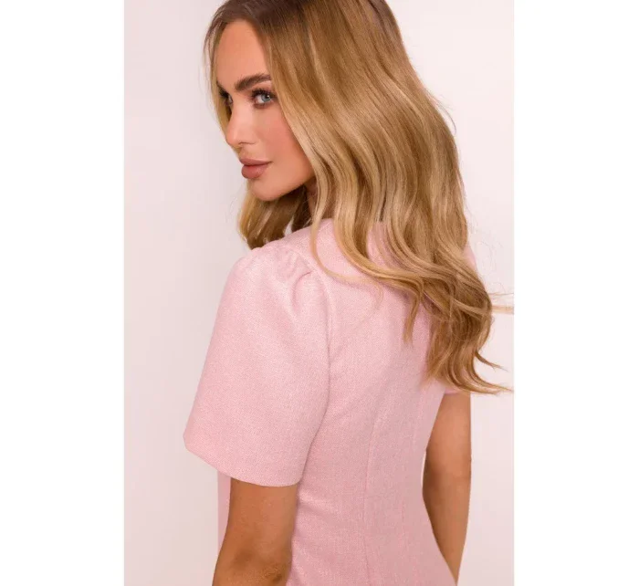 M855 Mini šaty v áčkovej línii - broskyňové