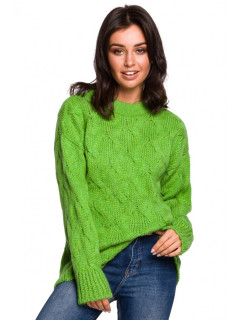 BK038 Pletený plisovaný sveter - zelený