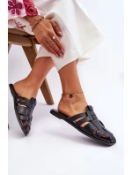 Dámské pruhované pantofle Černá Reyna