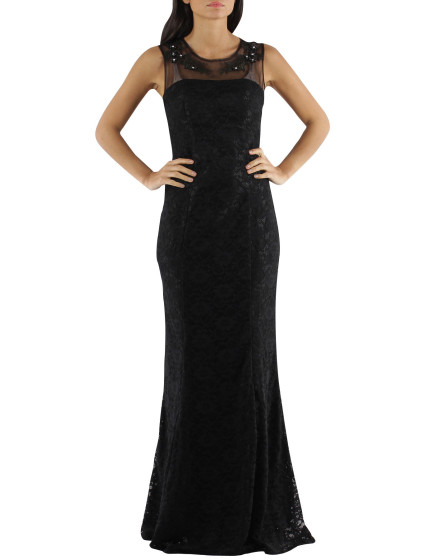 Spoločenské a plesové šaty krajkové dlhé luxusné CHARM'S Paris čierne - Čierna / XS - CHARM'S Paris