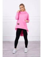 Dámska predĺžená mikina s kapucňou 9116 Pink - K-Fashion