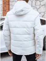 Pánska prešívaná zimná bunda s kapucňou biela FashionStreet TX5056 Pánska prešívaná zimná bunda s kapucňou biela FashionStreet TX5056