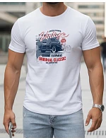 Pánske tričko VINTAGE CAR s potlačou FashionStreet white NX5082R
