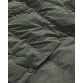 Krátka zimná bunda v army farbe s vysokým stojačikom (5M729-136)