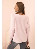 Dámsky viskózový sveter s výstrihom v tvare písmena V tmavo púdrovo ružovej farby Dámsky viskózový sveter s výstrihom v tvare písmena V tmavo púdrovo ružovej farby
