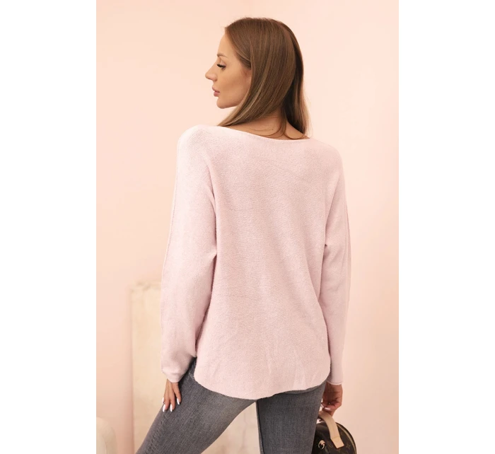 Dámsky viskózový sveter s výstrihom v tvare písmena V tmavo púdrovo ružovej farby Dámsky viskózový sveter s výstrihom v tvare písmena V tmavo púdrovo ružovej farby