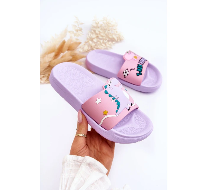 Dziecięce Klapki Dinozaur T-Rex Fioletowe Bernis