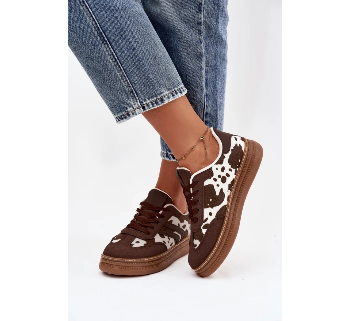 Dámske tenisky na platforme - hnedé Denissa Dámske tenisky na platforme - hnedé Denissa