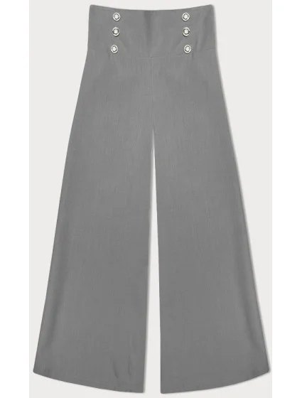 Elegantní šedé široké dámské kalhoty model 20159957 - MADE IN ITALY Elegantní šedé široké dámské kalhoty model 20159957 - MADE IN ITALY
