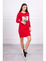 Šaty s milostnou potlačou červené