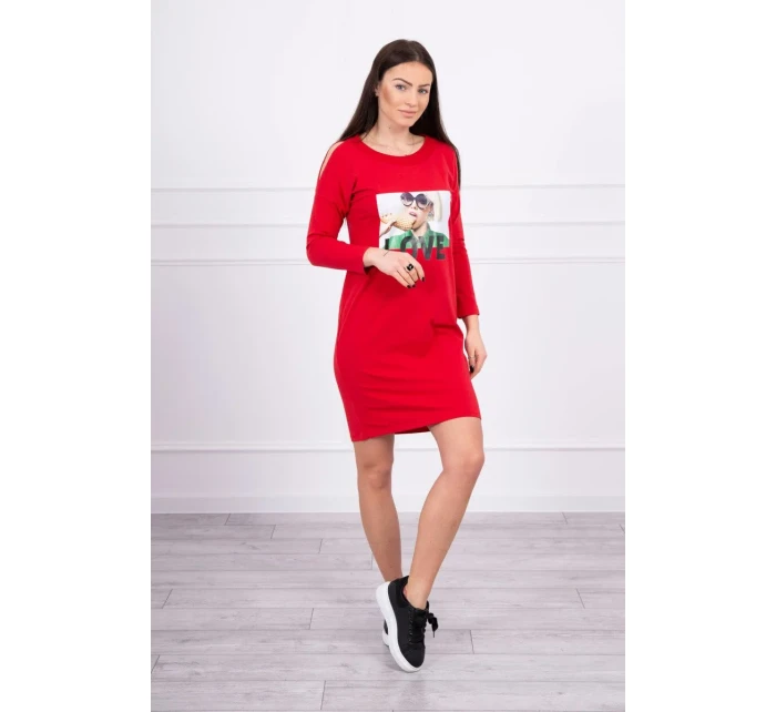 Šaty s milostnou potlačou červené
