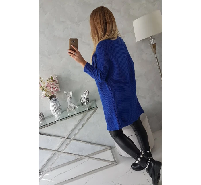 Sveter s netopierími rukávmi nevädzovo modrý