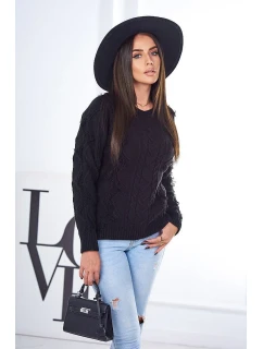 Sveter s pleteninou čierny