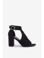 Sandále s perforovaným vzorom na podpätku Eco Suede Black Helori