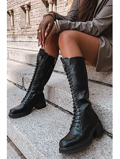 Kožené topánky na podpätku Vinceza 66804 Black