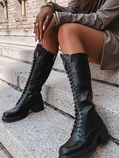 Kožené topánky na podpätku Vinceza 66804 Black