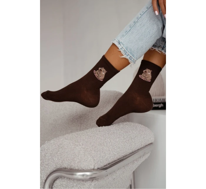 Dámské bavlněné ponožky  čokoládové model 21728634 - Milena