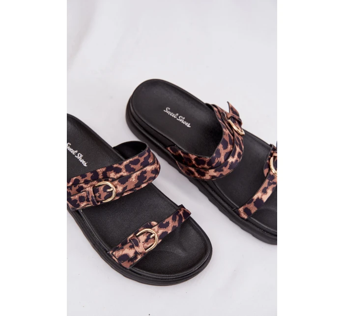 Dámské sandály s pásky a zlatými sponami Leopard model 22032147 - Boto