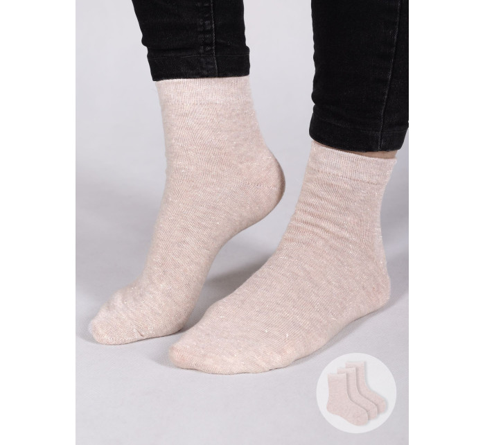 Dívčí ponožky hladké se nití 3pack Beige model 20077669 - Yoclub