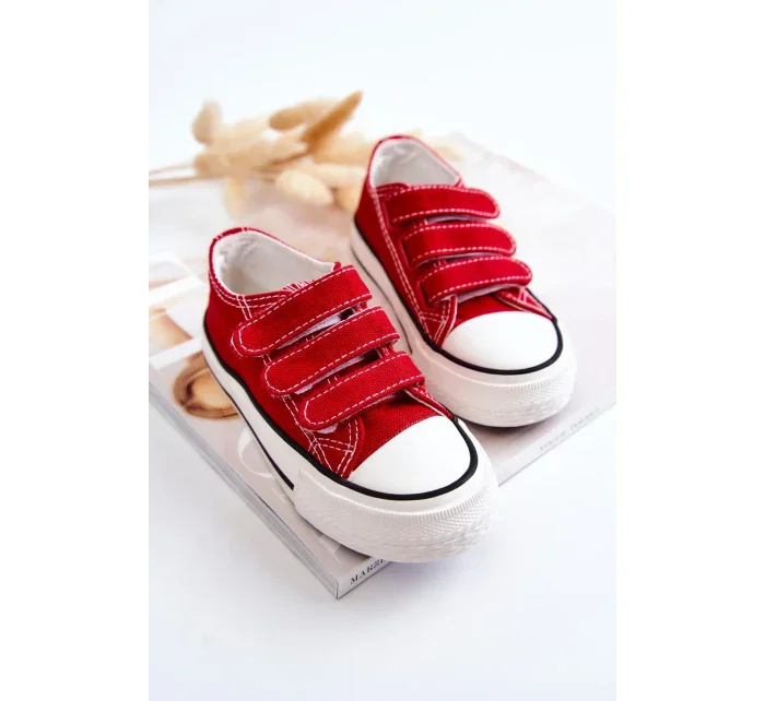 Dětské tenisky na suchý zip červený Bernie