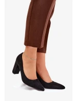 Dámske lodičky na podpätku z eko semišu Ellinoria - čierne Dámske lodičky na podpätku z eko semišu Ellinoria - čierne