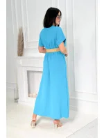 Dlouhé šaty s ozdobným páskem model 20976143 modré - Kesi Dlouhé šaty s ozdobným páskem model 20976143 modré - Kesi