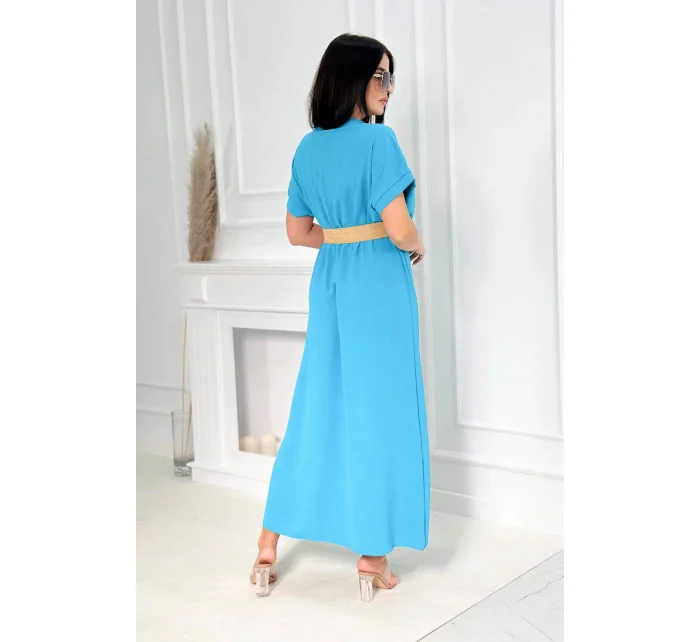 Dlouhé šaty s ozdobným páskem model 20976143 modré - Kesi Dlouhé šaty s ozdobným páskem model 20976143 modré - Kesi