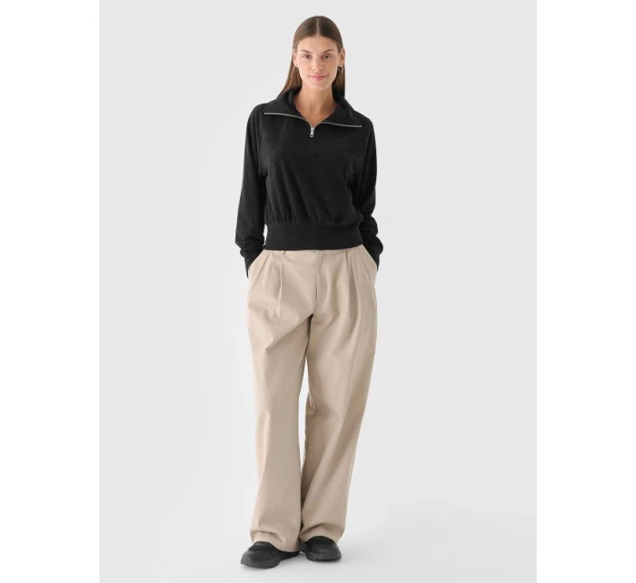 Dámska velúrová mikina 4F 4FRAW24TSWSF2054-20S bez kapucne