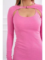 Pruhované priliehavé šaty vo svetlo ružovej farbe