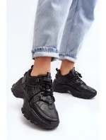 Masywne Damskie Buty Sportowe Sneakersy Czarne Toderus